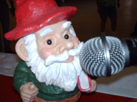 Line Dancing Gnome at the Mic